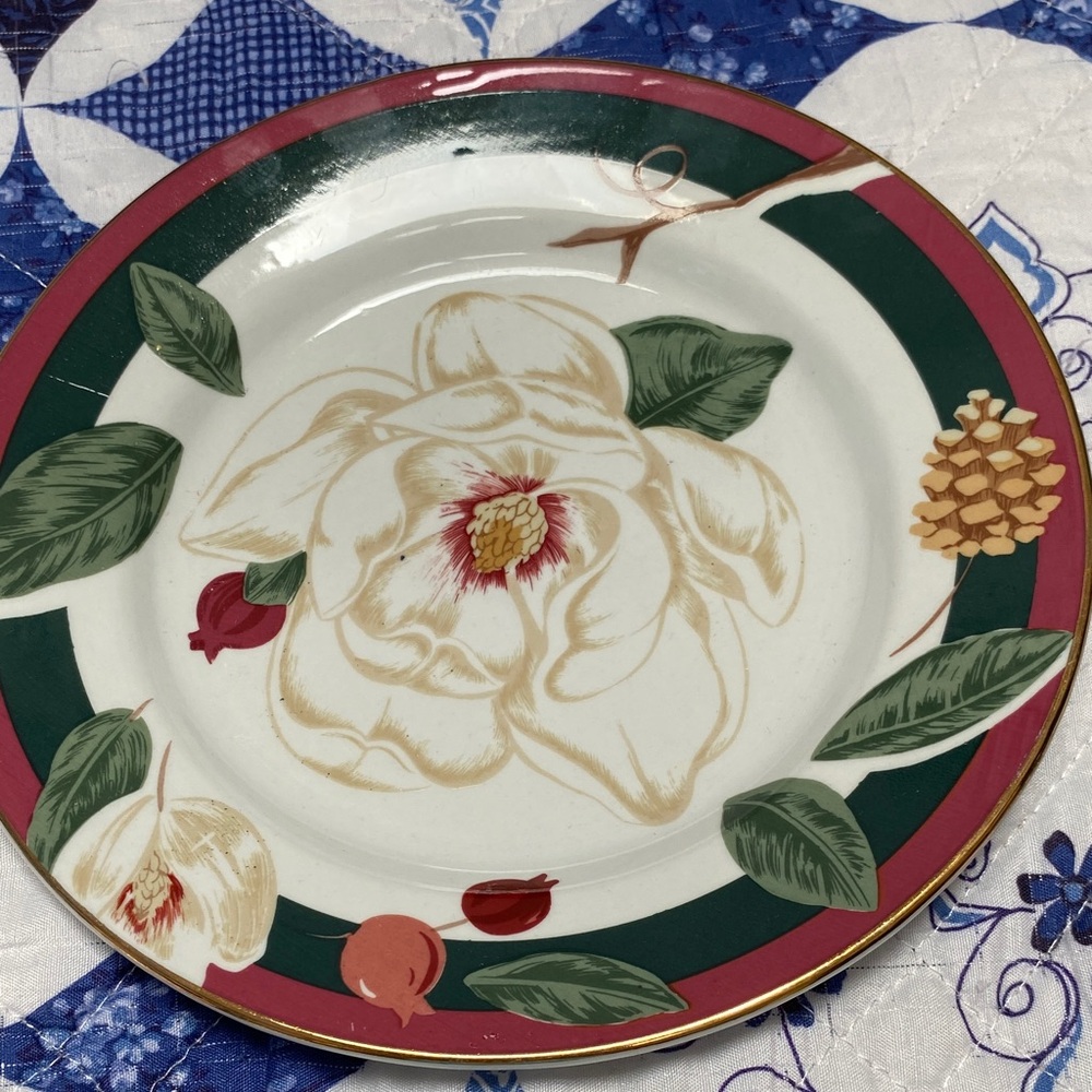 Vintage Set of 6 Magnolia Salad/Lunch Plates By Tienshan.